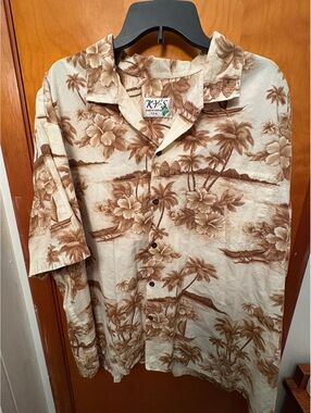 KY’s Made in Hawaii Hawaiian Aloha Shirt Palm Trees Hibiscus Men’s XL/2XL